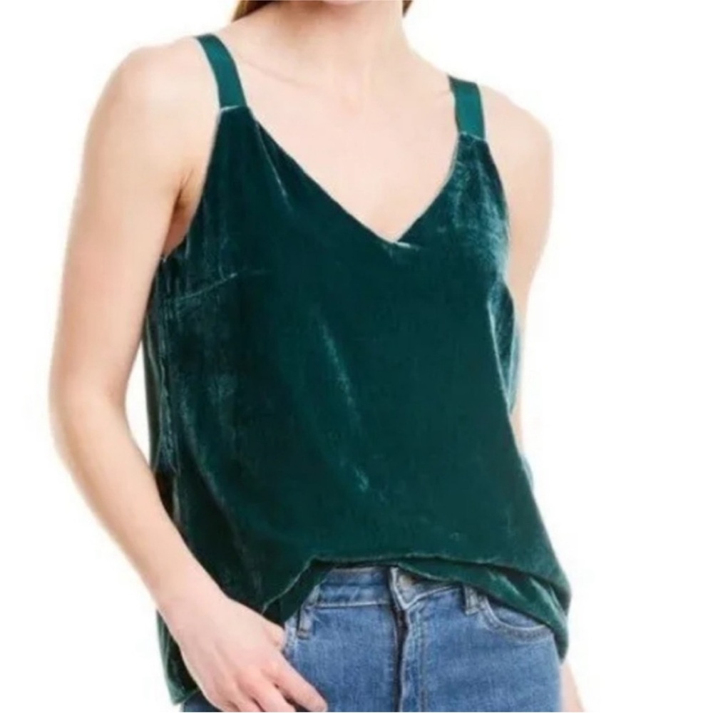 J. Crew Velvet Emerald Green Swing Tank Top Blouse - Size XS
